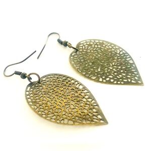 Bronzed Leaf Earrings - All New Jewelry - arrives carded and gift packaged